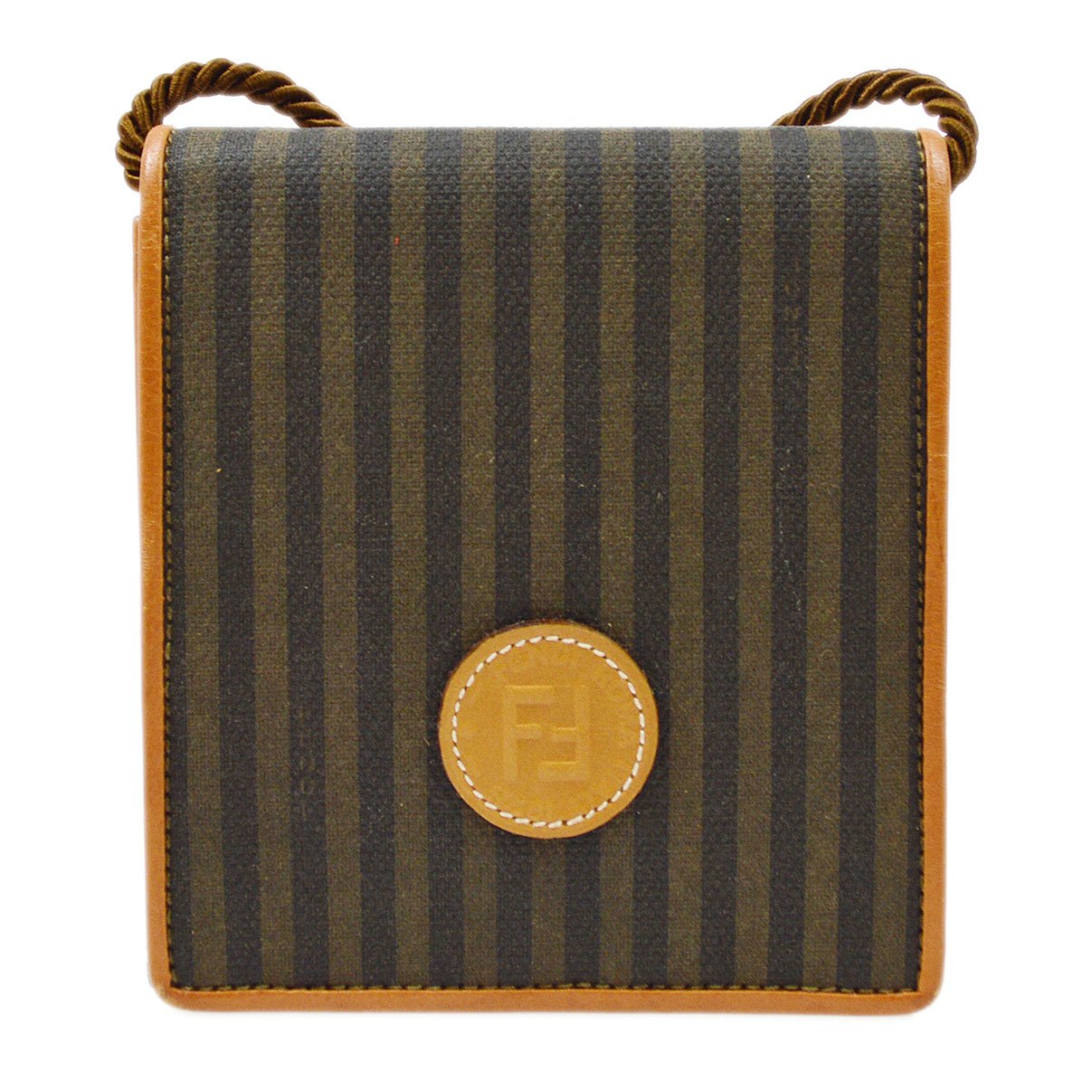 FENDI 70s Pequin Pattern Shoulder Pochette Bag Brown – AMORE