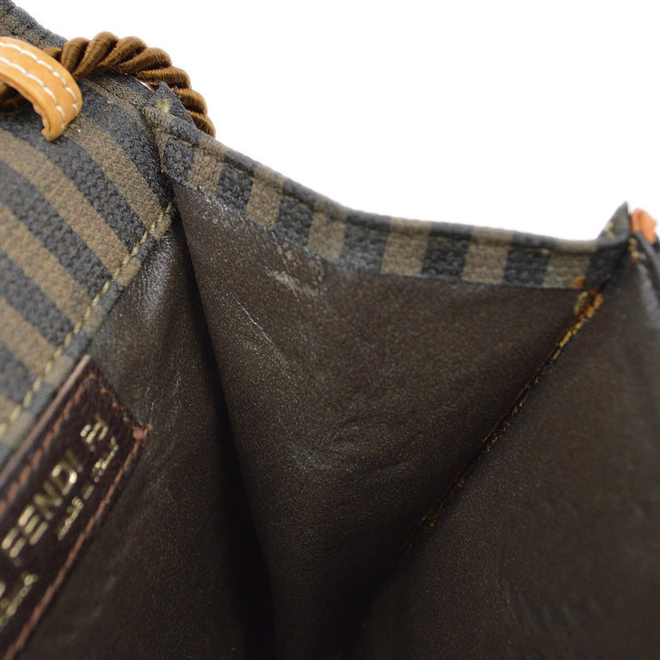 FENDI 70s Pequin Pattern Shoulder Pochette Bag Brown