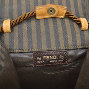 Fendi 70s Pequin图案肩houpher毛袋棕色