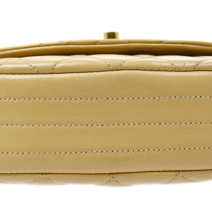 CHANEL 1986-1988 Beige Lambskin Half Moon Flap Mini