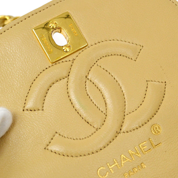 CHANEL 1986-1988 Beige Lambskin Half Moon Flap Mini