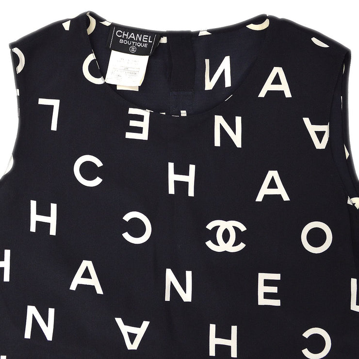Chanel 1997 1997徽标印刷丝绸背心＃40