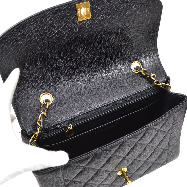 CHANEL 1997-1999 Black Caviar Tall Diana Medium
