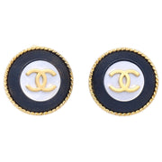 CHANEL 1993 Mother of Pearl Rope Edge Earrings Clip-On