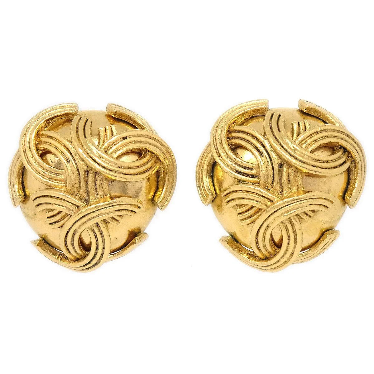 Chanel Triple CC Logo Clip-On Earrings Gold 94A