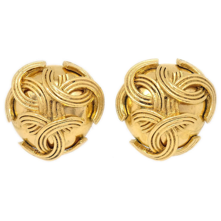 Chanel Triple CC Logos Earrings Clip-On Gold 94A