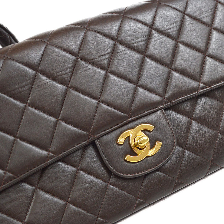 Chanel 1994 Classic Flap Handbag Set Brown Lambskin
