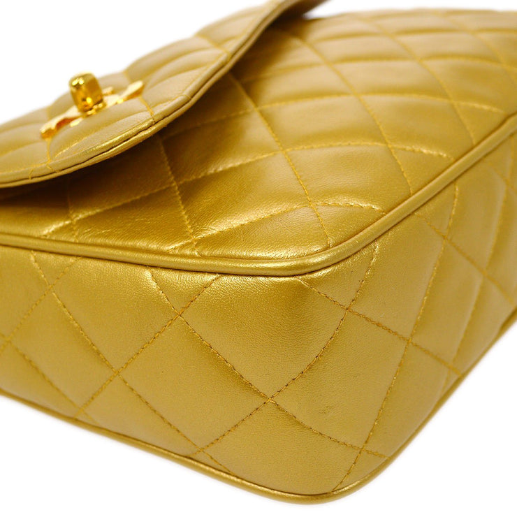 Chanel Metallic Silver Quilted Lambskin Mini Single Flap Gold Hardware, 1989-1991 (Very Good), Womens Handbag