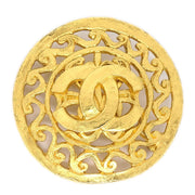 Chanel 1996 Fretwork Paisley Brooch Gold