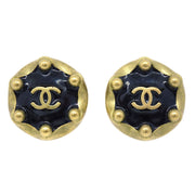 Chanel 1994 Black & Gold CC Earrings