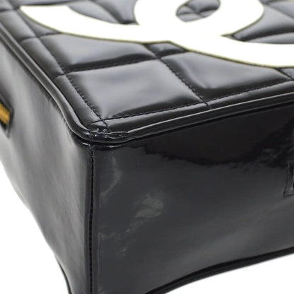 CHANEL * 1995 Black Patent Leather Heart vanity bag