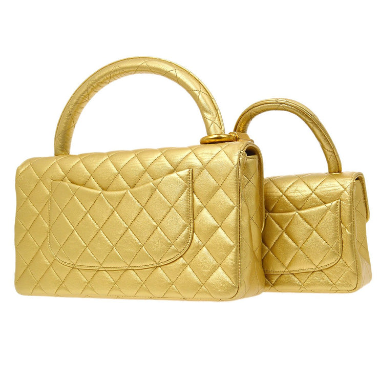 CHANEL 1994 Classic Flap Handbag Set Gold Lambskin – AMORE Vintage Tokyo