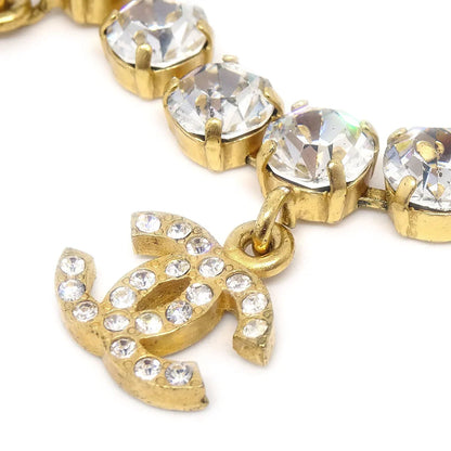 CHANEL Charm Rhinestone Gold Bracelet 95A