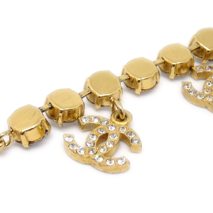 CHANEL Charm Rhinestone Gold Bracelet 95A