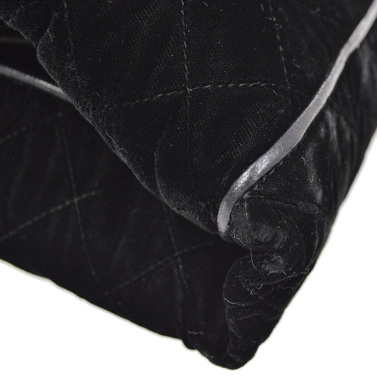 Chanel 1986-1988 Fringe Hand Warmer Clutch Bag Black Velvet