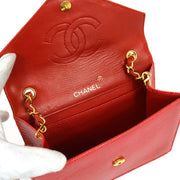CHANEL * 1989-1991 Red Lizard Letter Flap Bag