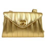 Chanel 1994-1996 Gold Lambskin Vertical Shoulder Bag