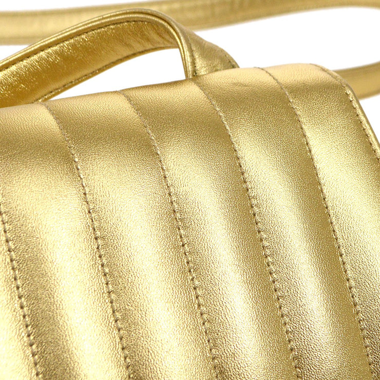 Chanel 1994-1996 Gold Lambskin Vertical Shoulder Bag