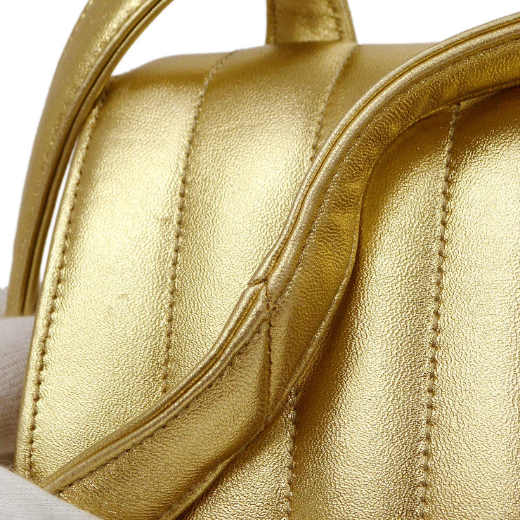 Chanel 1994-1996 Gold Lambskin Vertical Shoulder Bag