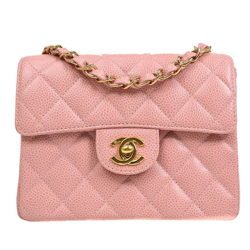 Chanel Pink Quilted Caviar Classic Small Double Flap Bag Gold Hardware, 2005 (Very Good)-2006