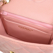CHANEL 2003-2004 Classic Square Flap 17 Pink Caviar