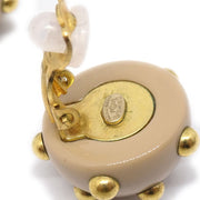 CHANEL 2000 Studded Earrings Beige Gold Clip-On