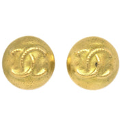 CHANEL Button Earrings Gold Clip-On 95C