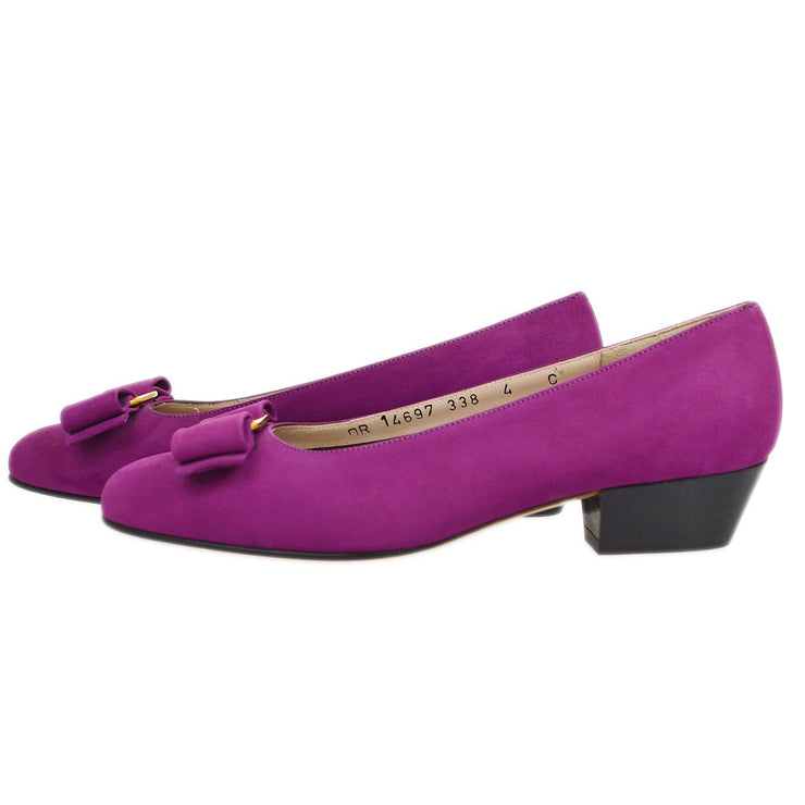 Salvatore Ferragamo Vara Pumps Suede Purple Shoes #4
