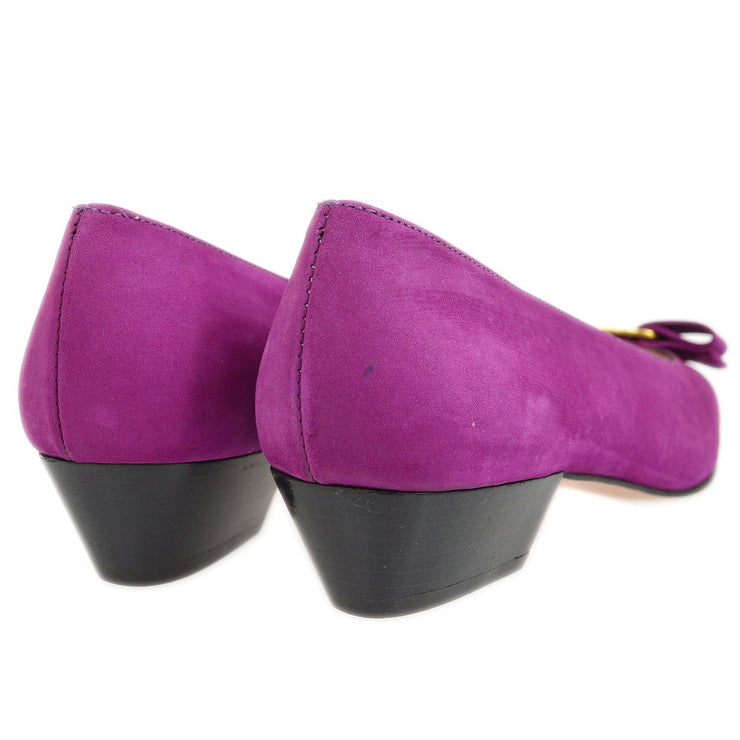Salvatore Ferragamo Vara Pumps Suede Purple Shoes #4