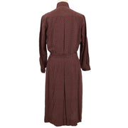 HERMES 70s Long Sleeve Dress Bordeaux #38