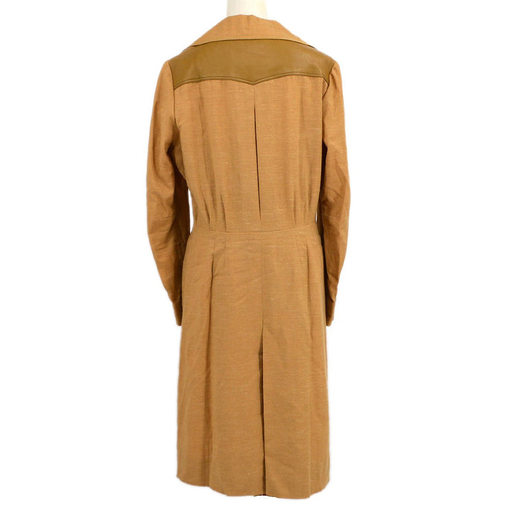 爱马仕（Hermes）1980年代棕色羊毛连衣裙＃42