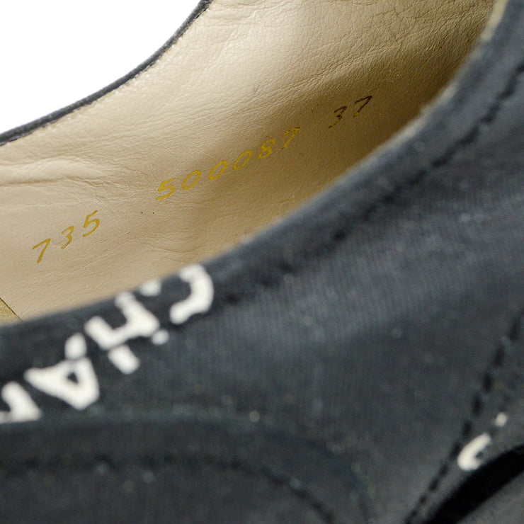 CHANEL 1992 Black Canvas Oxford Shoes #37 C