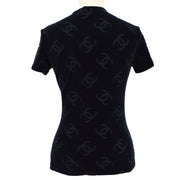 Chanel 1996 Spring Black Velvet Short Sleeve Top #42