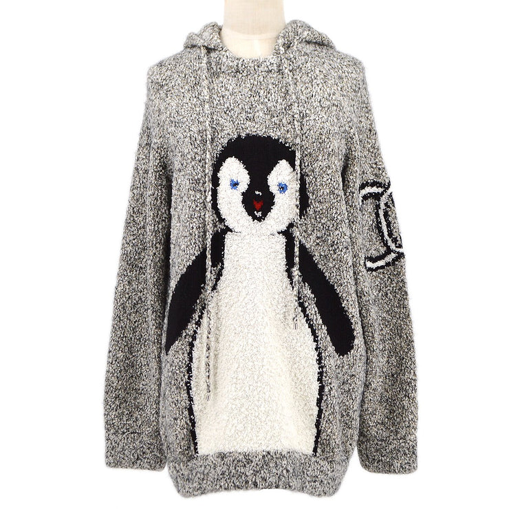 ★Chanel 2007 CC Penguin-Motif Knitted Hoodie＃42