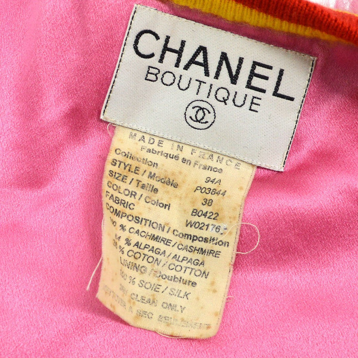 CHANEL 94A #34 CC Sleeveless Fur Vest Jacket Red Vintage Authentic 02185