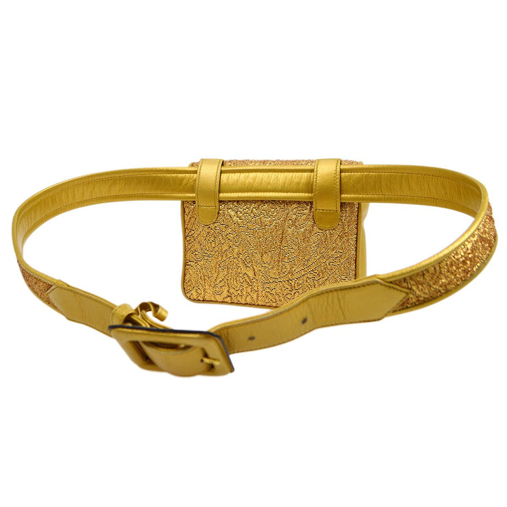 Chanel 1991-1994 Nishijin-ori BUM Belt Bag Gold