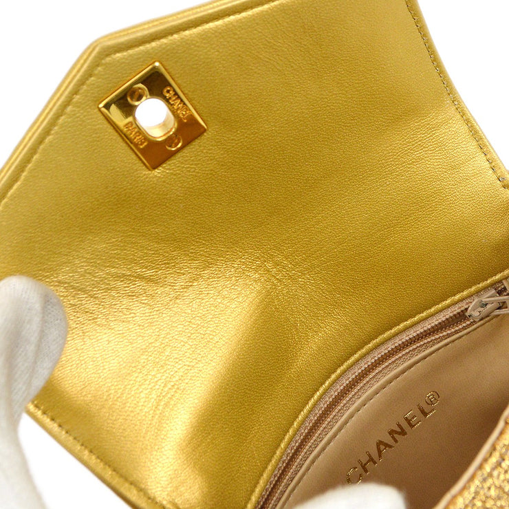 Chanel 1991-1994 Nishijin-ori BUM Belt Bag Gold