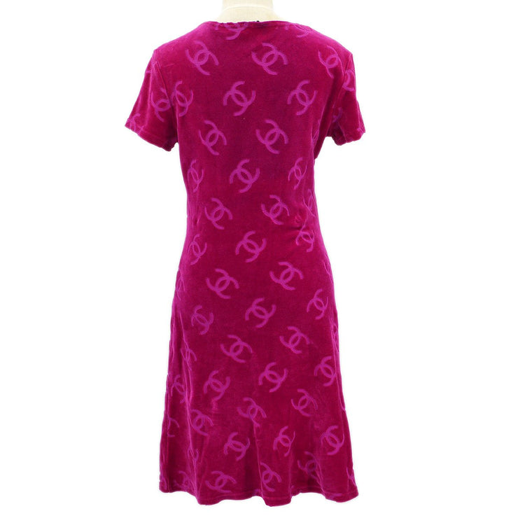 S/s 1996 Pink Velour 'cc' Mini Dress