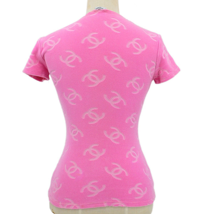 CHANEL 1996 Pink Velvet T-Shirt Top #38