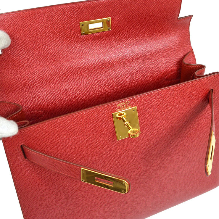 Hermes Kelly 28 Rouge Vif Epsom Leather