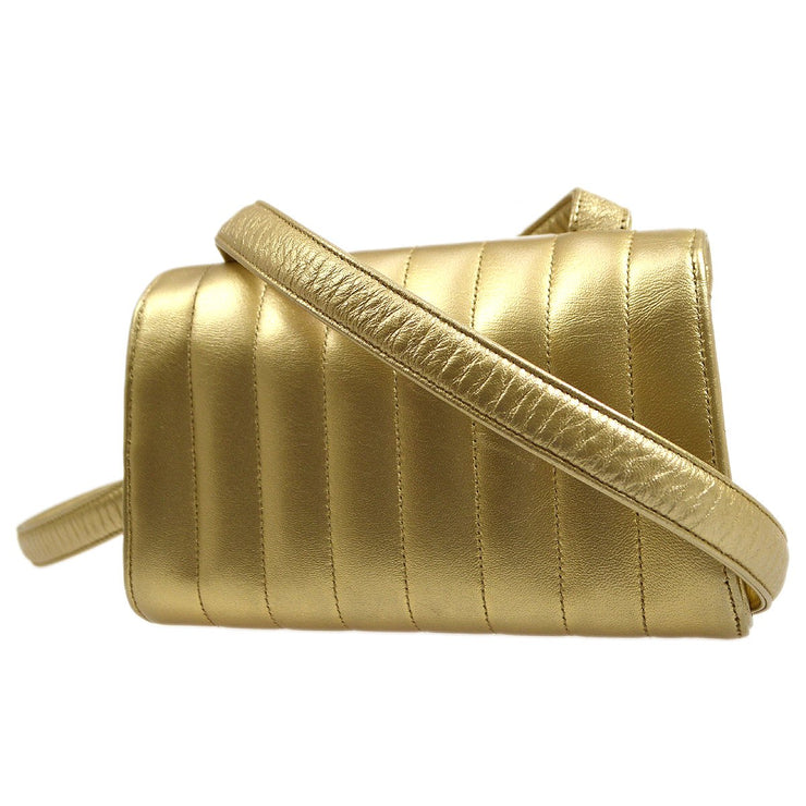 CHANEL 1994-1996 Gold Lambskin Vertical Shoulder Bag