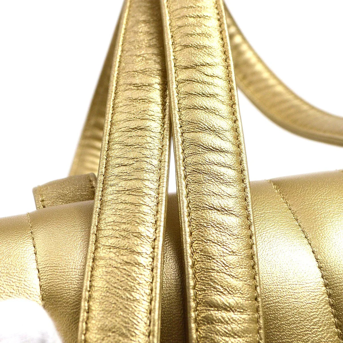 Chanel 1994-1996 Gold Lambskin Vertical Stitch Shoulder Bag