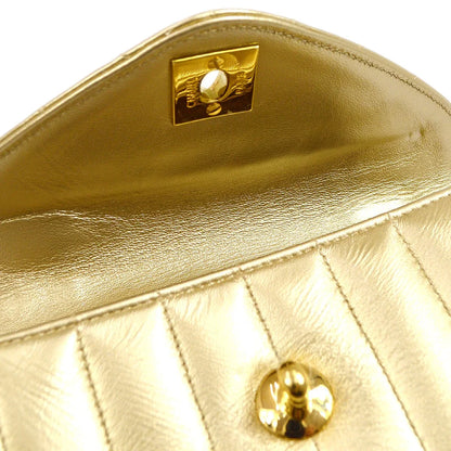 Chanel 1994-1996 Gold Lambskin Vertical Stitch Shoulder Bag