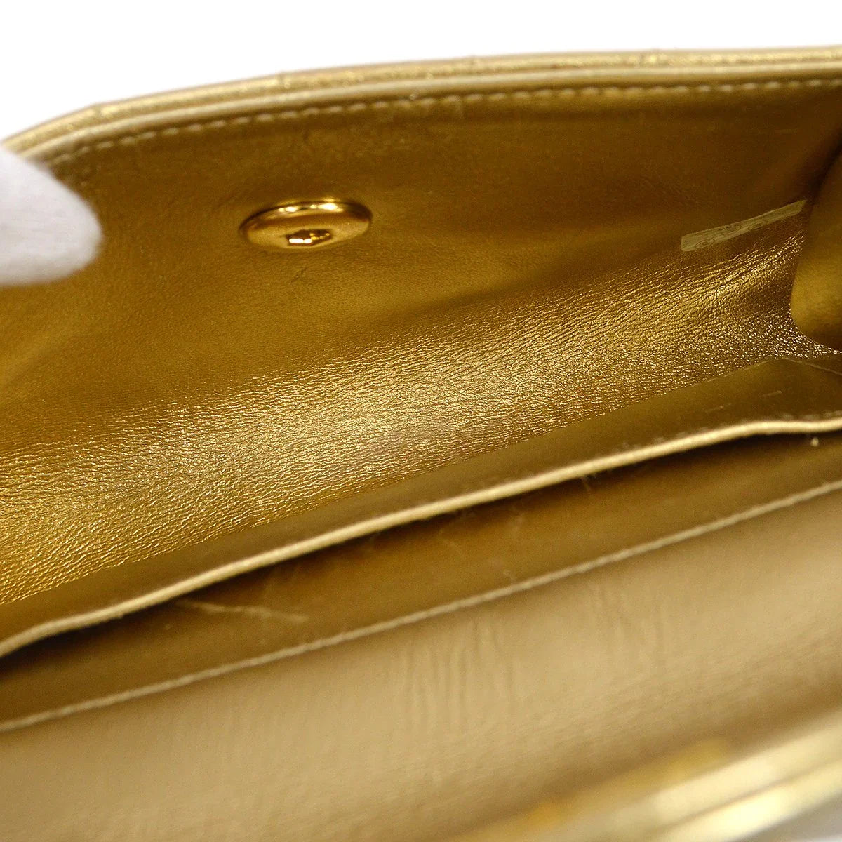 Chanel 1994-1996 Gold Lambskin Vertical Stitch Shoulder Bag