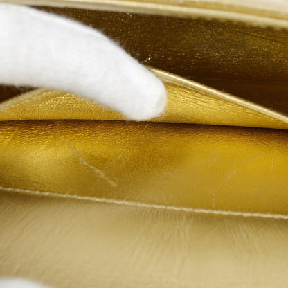 Chanel 1994-1996 Gold Lambskin Vertical Stitch Shoulder Bag