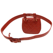 CHANEL 1989-1991 Red Caviar Round Belt Bag #75