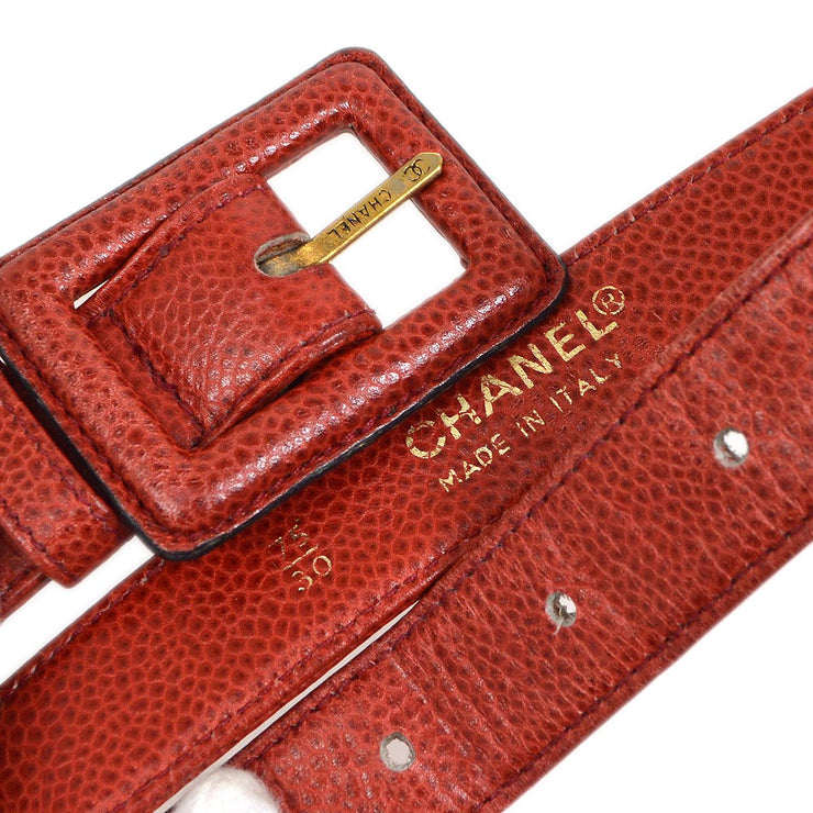 CHANEL 1989-1991 Red Caviar Round Belt Bag #75