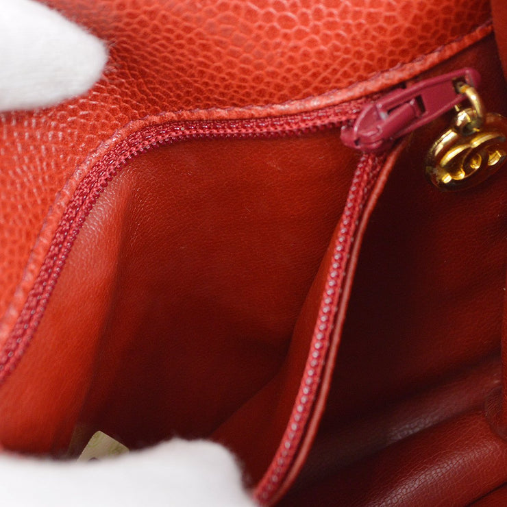 CHANEL 1989-1991 Red Caviar Round Belt Bag #75