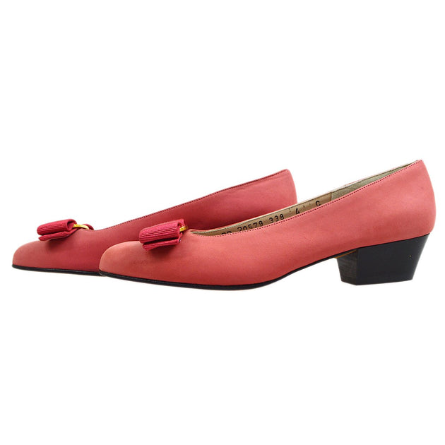 Salvatore Ferragamo Vara Pumps Pink Suede Shoes #4 – AMORE Vintage Tokyo