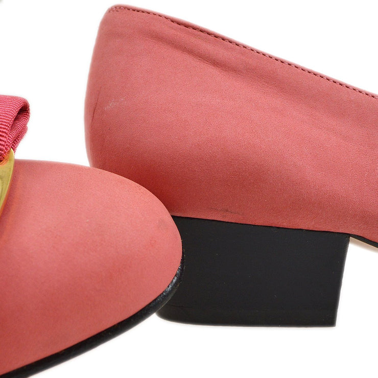 Salvatore Ferragamo Vara Pumps Pink Suede Shoes #4